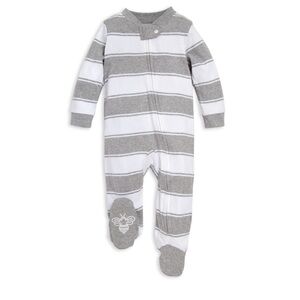 Gray and White Striped Kids One Piece